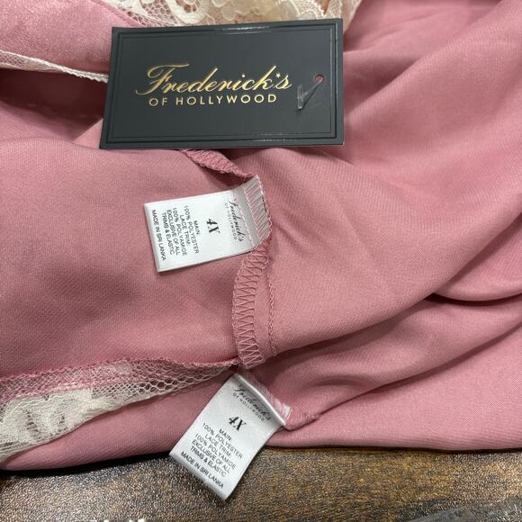 Fredericks of Hollywood Plus Size 4X Sexy PJs Pajamas Camisole Shorts Pink Satin - Picture 8 of 11
